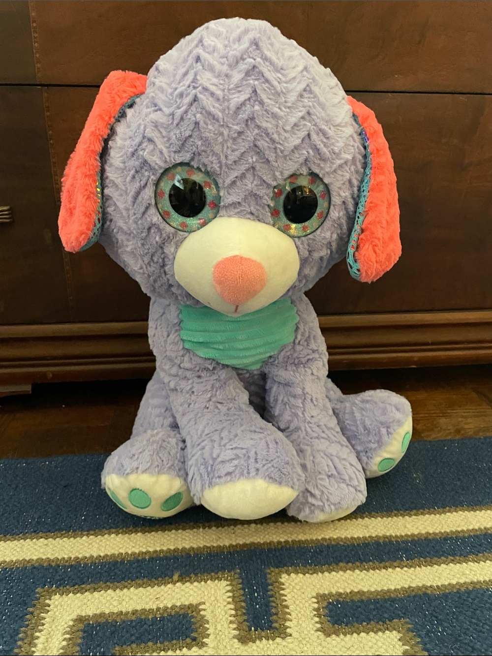 Plush Purple & Coral Puppy Dog Toy - Soft Snuggle Plush for Pets